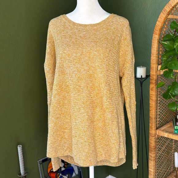 Mustard Yellow High Low Knit Long Sleeve Sweater - Picture 1 of 4